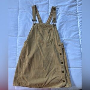 Free People Tan Button-Down Overall Dress